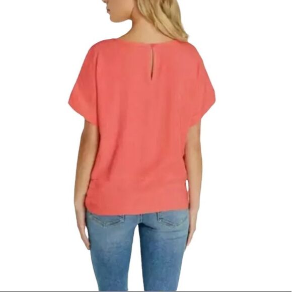 Coral tie front top - Picture 2 of 7